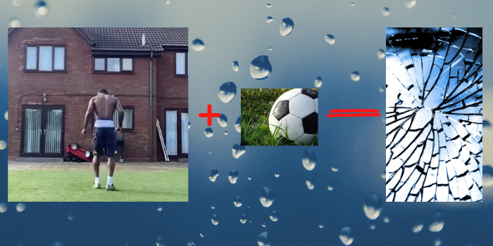 20-letni piłkarz Aston Villi plus piłka plus okna w domu... To nie mogło się skończyć dobrze (VIDEO)