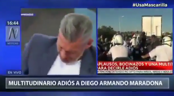 Wicemistrz świata nie mógł powstrzymać rozpaczy na wizji po śmierci Maradony (VIDEO)