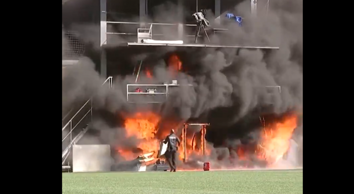 Pożar na stadionie w Andorze, na którym ma się odbyć mecz z Anglią [WIDEO]