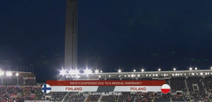 Mecz Finlandia - Polska przerwany. Dramat na trybunach