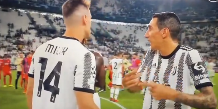 Co za sceny po meczu Juventusu. Di Maria podszedł do Milika i nie ukrywał zaskoczenia (VIDEO)