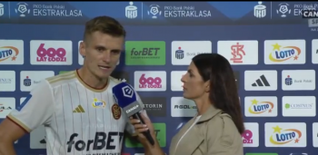 Piłkarz ŁKS-u nie wytrzymał podczas wywiadu w przerwie meczu. 